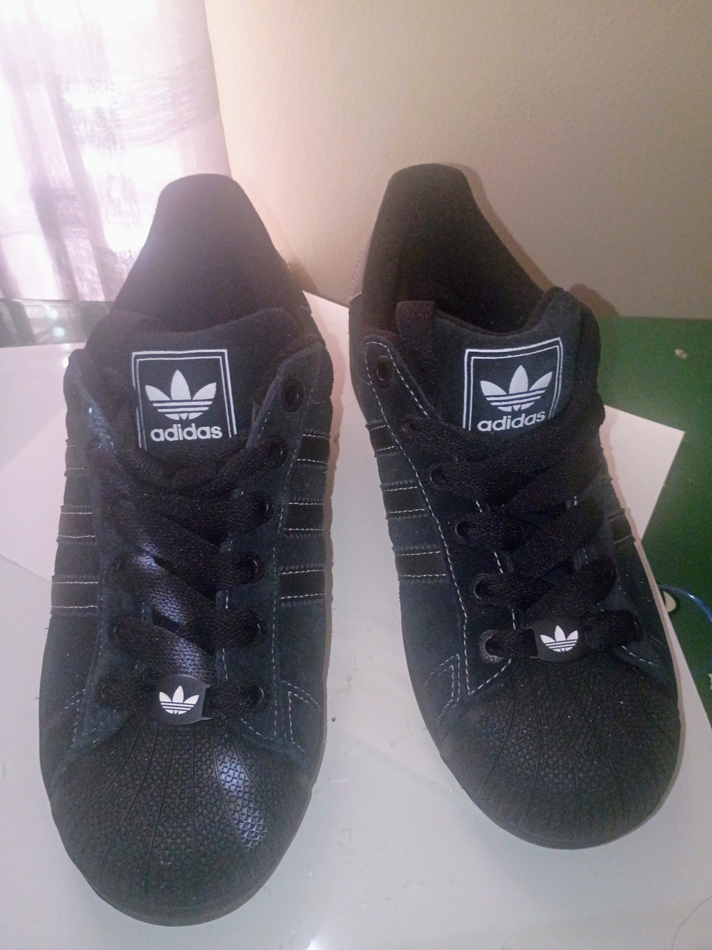 adidas Black Low-Top Shell-Toe Sneakers with Trefoil Logo